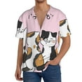 thumbnail image 3 of Gaeub Cute Cats Men's Lapel Short Sleeve Shirt, Relaxed Fit Shirt, Soft and Breathable for Outdoors Party Travel - Large, 3 of 7