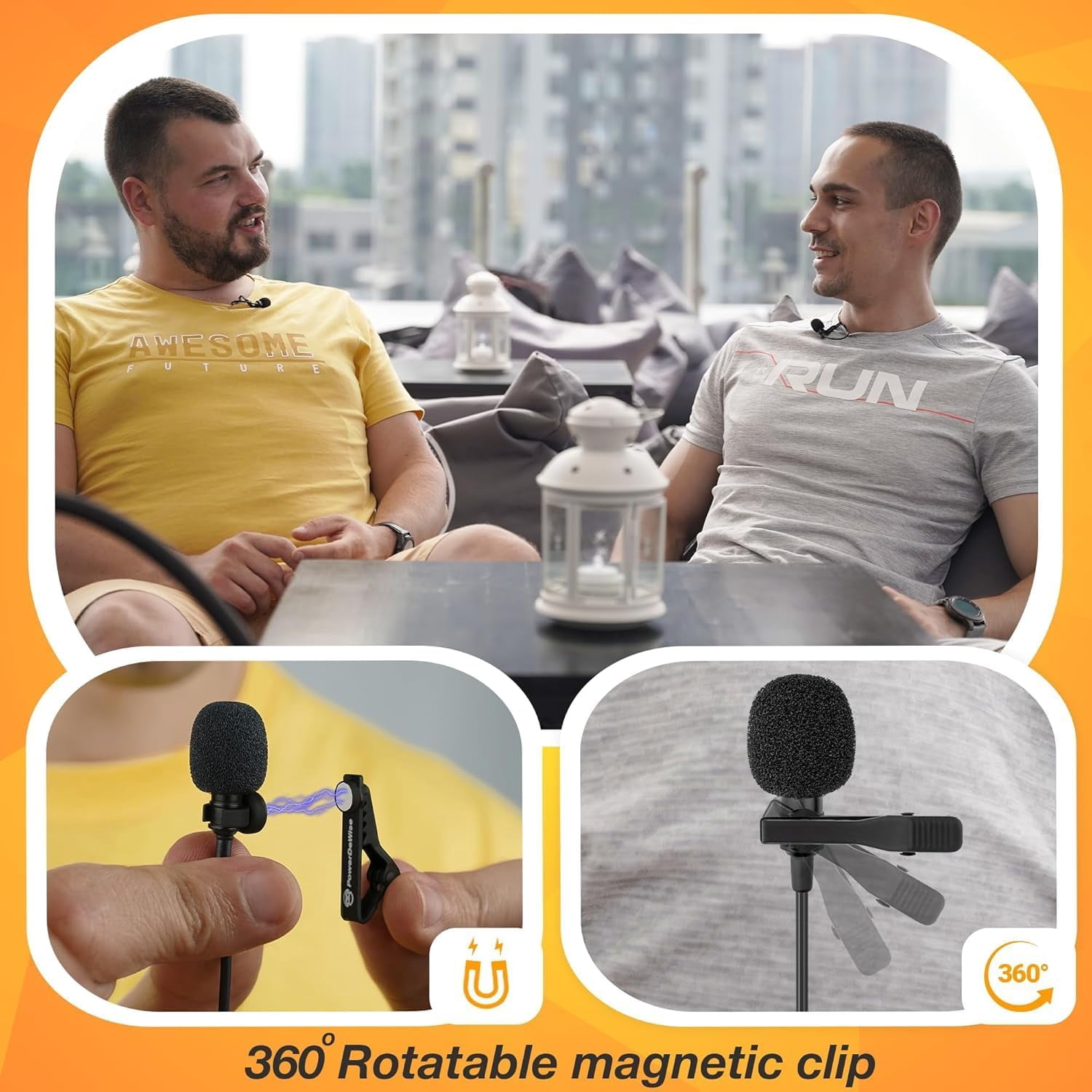 PowerDeWise Dual Lavalier Microphone Set, Wired Clip-On Lapel Microphones with Extension Cables and TRS Adapter, Plug and Play for Smartphones, DSLR Cameras, Interviews, Vlogging, Podcasts