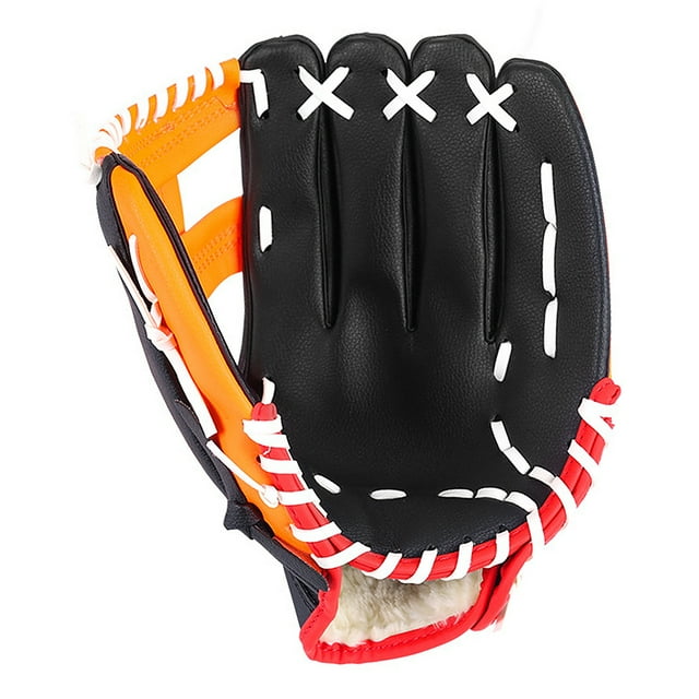 Tignapoo Premium Leather Baseball Glove in Black and Orange - 12.5 Inches, Designed for Comfort and Durability, Perfect for All Baseball Enthusiasts, Left-Handed Use