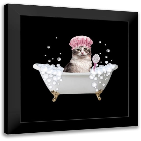 Prime, Marcus 12x12 Black Modern Framed Museum Art Print Titled - Fun Kitty Bath 3