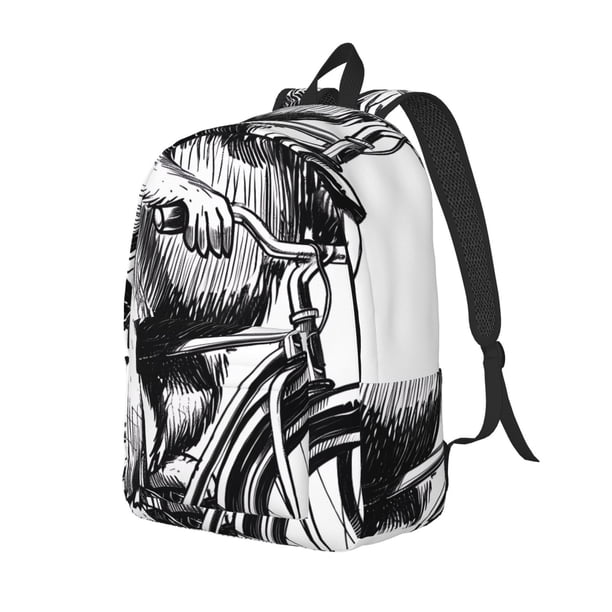 Balery Capybara Riding Bicycle Mochila Clásica Impresa Básica para Viaje, Mochila Escolar Resistente al Agua, Mochila de Lona con Correas Ajustables-Small