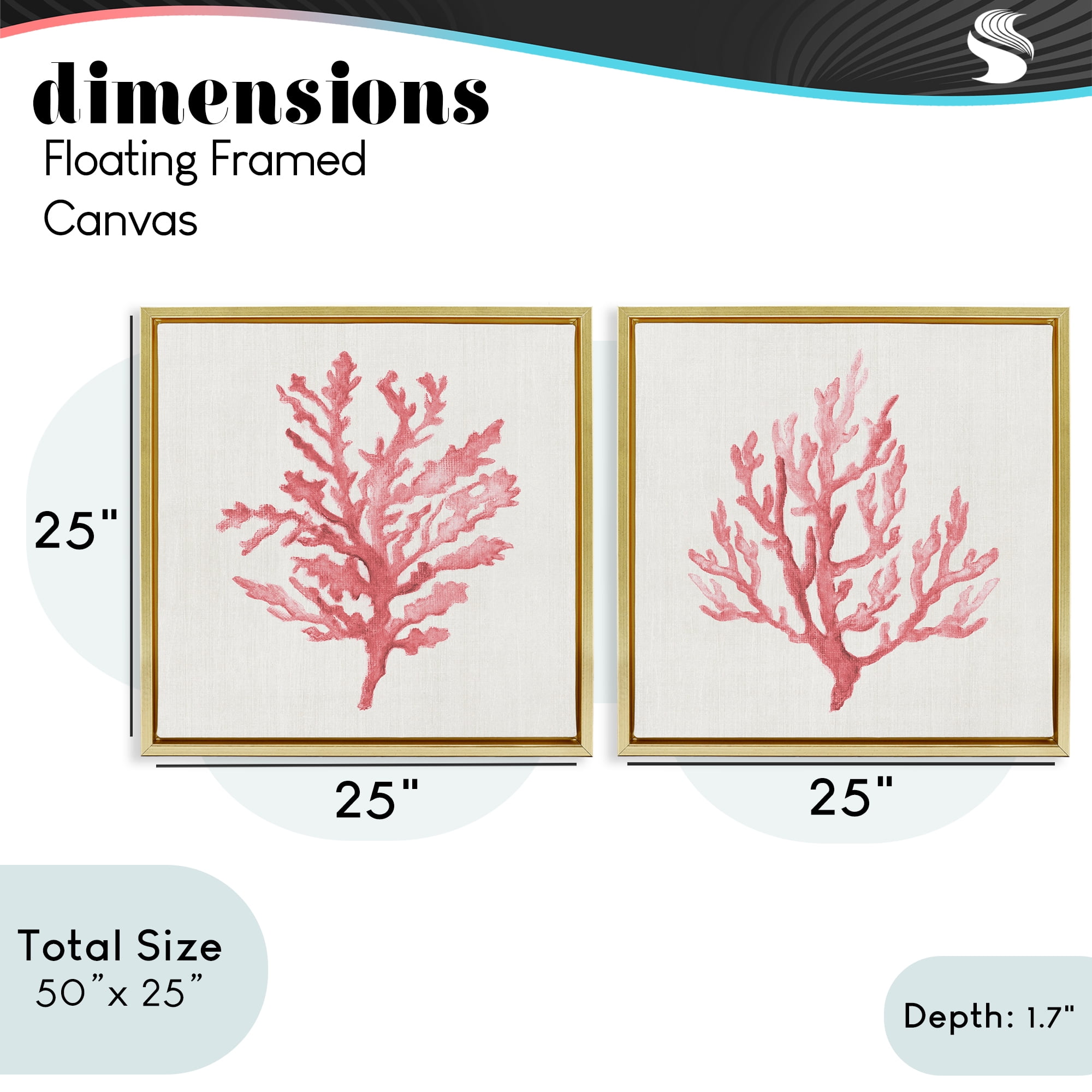 Stupell Industries Rosy Pink Coral Branches 2 Piece Gold Framed Floater Canvas Set, design by Janet Tava