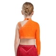 thumbnail image 4 of Alvivi 2PCS Lyrical Dance Outfits for Girls Crop Top with Irregular Mesh Skirt Latin Jazz Dancewear Orange 8, 4 of 5