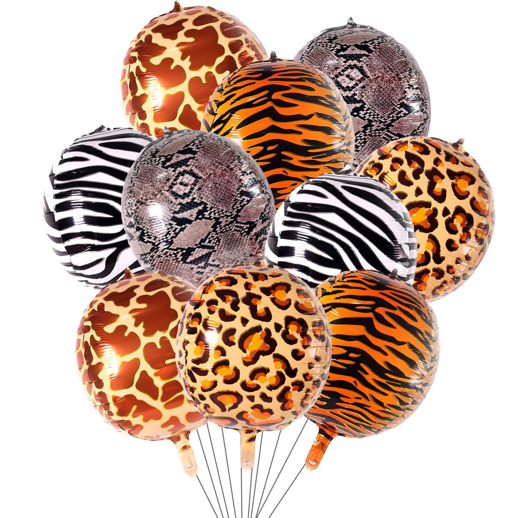 10PCS Animal Print Balloons Realistic Giraffe Safari Balloons Latex