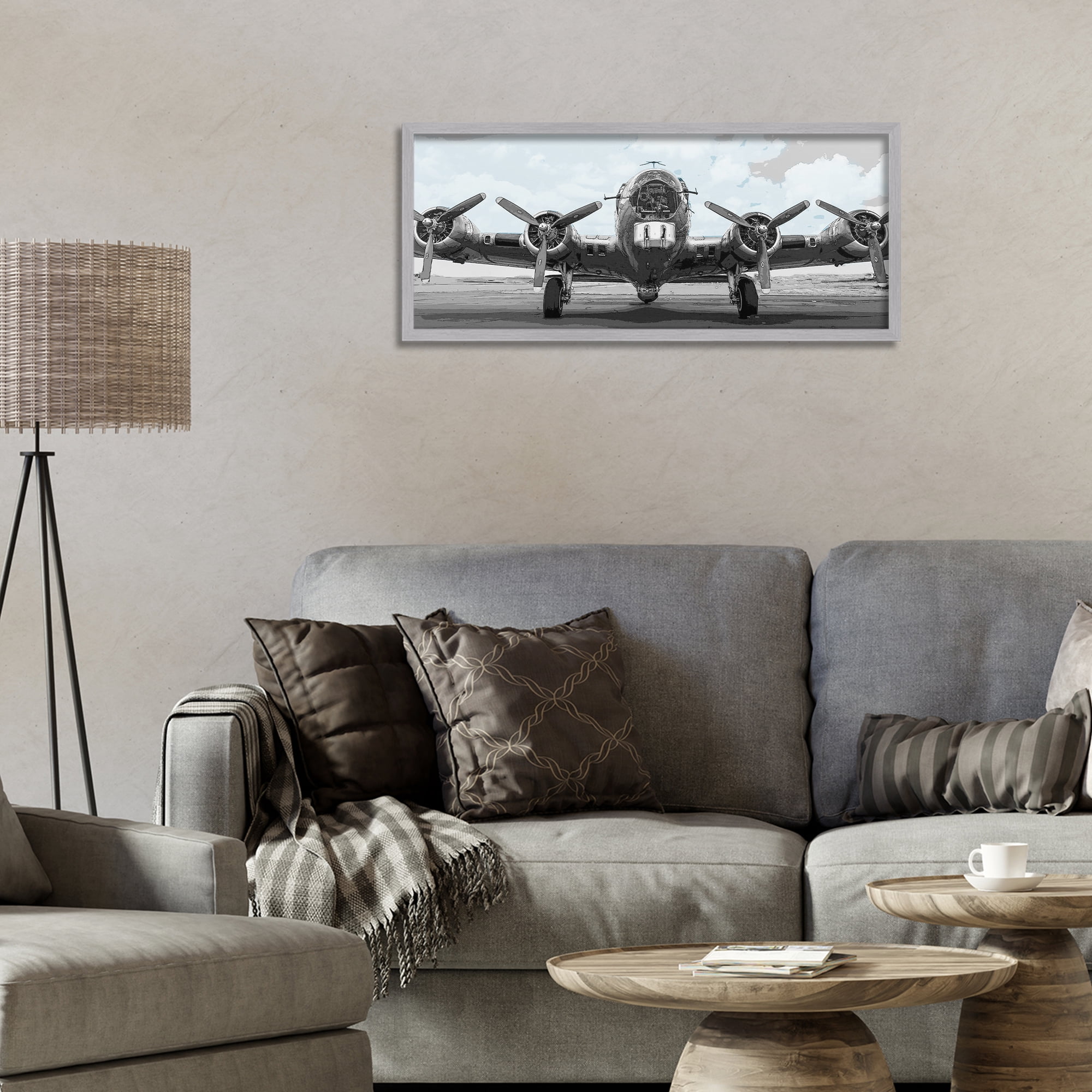Stupell Industries Historic Aviation Aircraft Gray Framed Giclee Art, design by Kim Allen