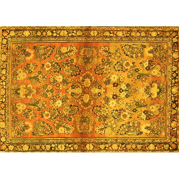 Ahgly Company Indoor Rectangle Persian Yellow Traditional Area Rugs, 2' x 4'