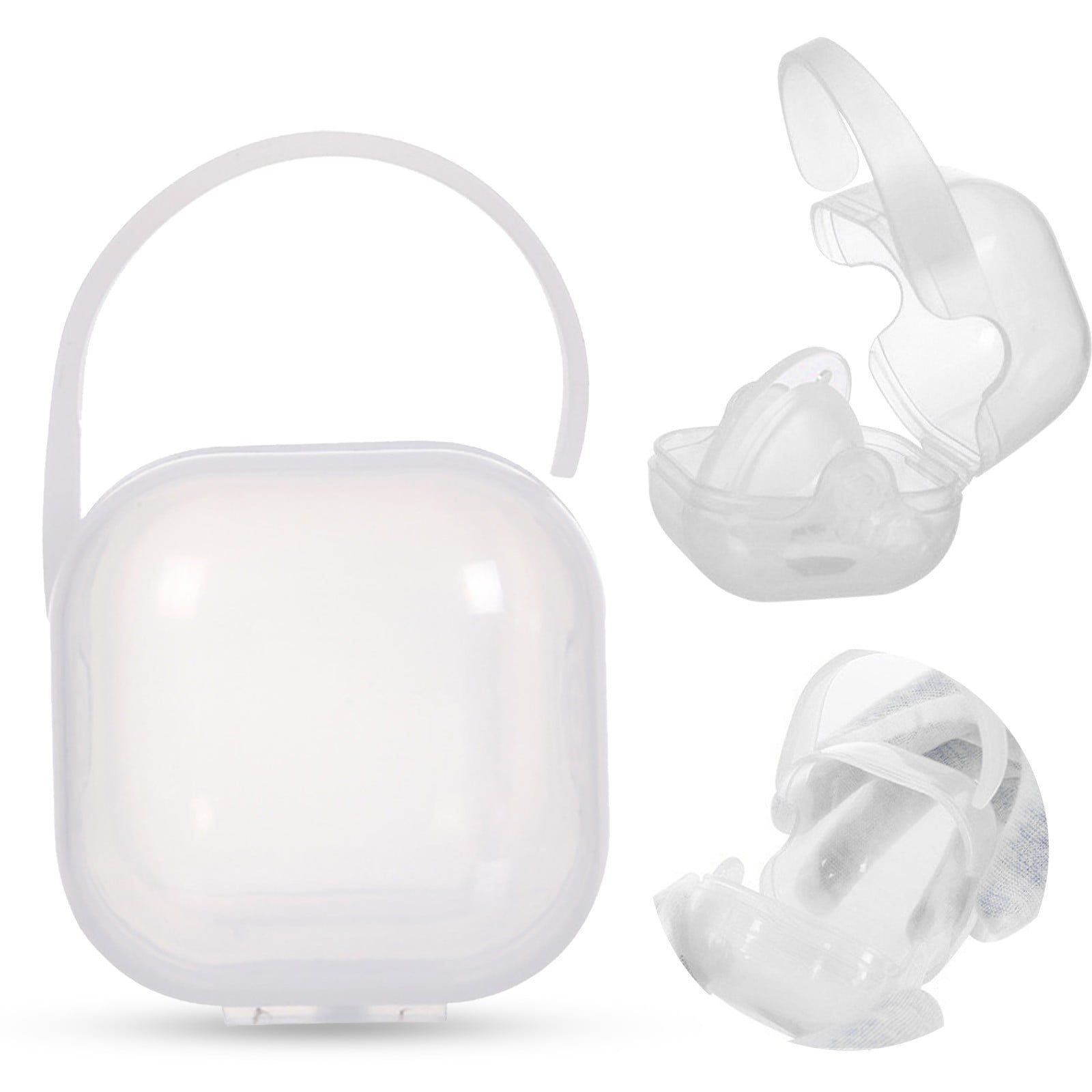 HWHCGZ 1Pc Pacifier Case Cover Pacifier Clips Container Portable Pacifier Teat Cradle Case Holder Travel Storage Box 3.8 x 2.3 x 2.4 Inches,White