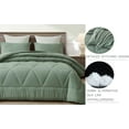 thumbnail image 5 of Chezmoi Collection Rory Sage Green Comforter Set Queen Size 3-Piece Fluffy Soft Lightweight Bedding Triangle Quilted Stone-Washed Microfiber Comforter Set for All Season, 5 of 9