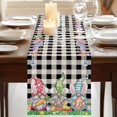 thumbnail image 3 of Table Runners 90 Inches Long Dress Scarves, Easter Bunny Gnomes Farmhouse Coffee/Dining/Kitchen Table Runner for Living Room, Spring Easter Eggs Floral Black Plaid 13x90 Inch, 3 of 9
