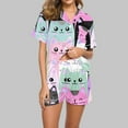 thumbnail image 2 of KIHOUT Womens Summer Fashion Cute Cat Pattern Pajama Two-piece Set Discount ,V-Neck Short Sleeve Button Shirt with Pocket,Elastic Waist Pajama Shorts,Ladies Home Casual Pajama Sets S-2XL, 2 of 4