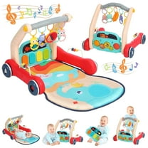 Baby Play Mat, Caveen 4 in 1  Baby Gym Activity Center with Musical Light Piano, Baby Learning Walkers for 0-36 Months Infant Toddler