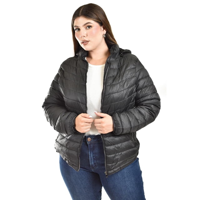 Chamarra acolchada con capucha Roman Fashion /Tallas Extras, 005 (Negro) negro 36