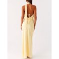 thumbnail image 4 of Yellow Silk Halter Neck Maxi Dress Bodycon Fit Backless Evening Party Cocktail Dress, 4 of 6