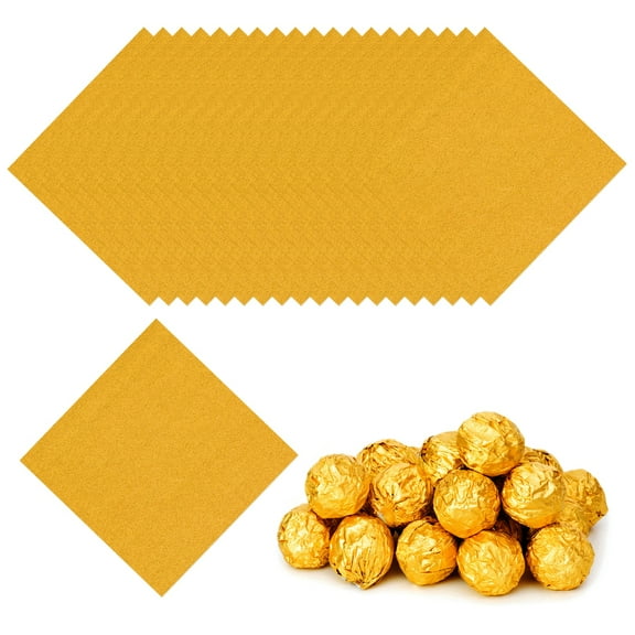 Uxcell Foil Candy Wrappers Chocolate Wrapping Paper, for Homemade Caramel DIY Candies Decoration Chocolate Cake Packaging Gold 4x4 Inch