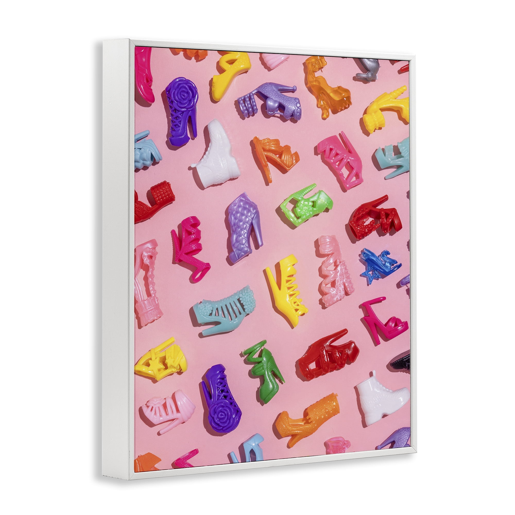 Stupell Industries Tiny Colorful Doll Shoes White Framed Giclee Art, design by LISH Creative