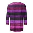thumbnail image 4 of Ohufall Womens 3/4 Sleeve Shirts Plus Size Fashion Casual Stripe Printed Crew Neck Tops Summer Loose Comfortable Blouses for Women, 4 of 4