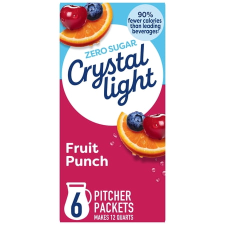 Crystal Light Drink Mix 6 Pitcher Packets for Flavorful Hydration and Shareable Refreshment Fruit Punch artificial flavor Zero Sugar Low Calorie 2.04 oz Crystal Light Drink Mix 6 Pitcher Packets for Flavorful Hydration and Shareable Refreshment Fruit Punch artificial flavor Zero Sugar Low Calorie 2.04 oz