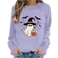 thumbnail image 2 of Halloween Sweatshirts Women Ghost Graphic Pullover Shirt | Halloween Witch Pumpkin Bat Crewneck Sweater, 2 of 6