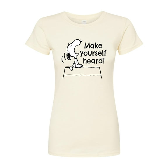 Peanuts - Make Yourself Heard - Juniors Fitted Graphic T-Shirt