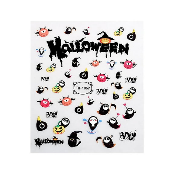 Halloween Glow In The Dark Nail Stickers Self Adhesive Nail Art Decals For Party Manicure Design A Long Lasting Fluorescent Effect 10.5X9Cm Plastic Sheet A