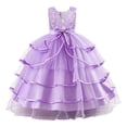 thumbnail image 4 of HJYCHN Toddler Dress Sleeveless Tiered Cake Gown with Embroidered Bodice and Waist Bow for Girls Dresses 7-8 Years, 4 of 9