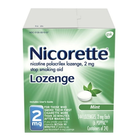 Nicorette Nicotine Lozenge to Stop Smoking, 2mg, Mint, 144 Count