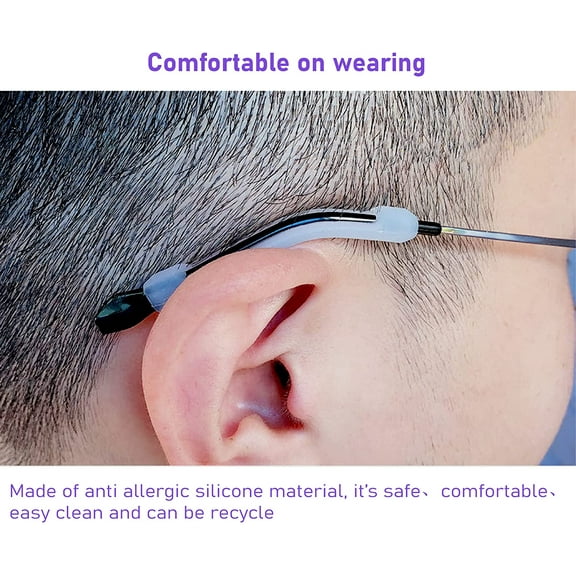 10 pairs silicone glasses temple tips elastic sleeve eyeglass retainer grip, soft rubber Anti-slip comfort eyeglasses ear grip for kids glasses sunglasses reading glasses spectacle eyewear