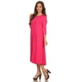 thumbnail image 2 of Women's Casual Basic Comfy 3/4 Sleeve Flare A-line Midi Long Maxi Dress, 2 of 6