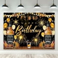 thumbnail image 4 of Whiskey Happy Birthday Backdrop for Men Black Gold Balloons Fireworks Cigar Barrel Wood Modern Photography Background Cheer Table Decor Banner Studio Photo Shoot, 4 of 4