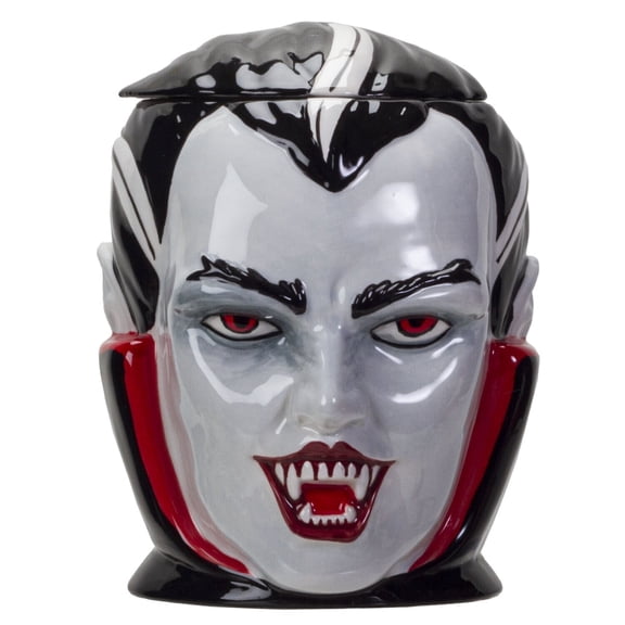 Pacific Giftware Halloween Vampire Dracula Bust Ceramic Cookie Jar, 8"L x 6.5"W x 8"H
