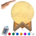 thumbnail image 1 of 3d Moon Lamp, Led Night Light 15cm Moon Lamp With Remote Control, Rgb Moonlight Night Lamp With Dimmable Touch Switch Battery Operated, Usb Rechargeab, 1 of 4