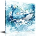 thumbnail image 1 of Whale Canvas Wall Art, Blue Whale Picture Prints Art, Ocean Beach Theme Modern High-definition Animal Waterproof Artwork 12x12 Inches, 1 of 6