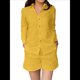 thumbnail image 1 of Bonitos Conjuntos Casuales Elegantes de Estilo Jardín para Vacaciones, Ropa Monocromática Amarillo XXXL, 1 of 7