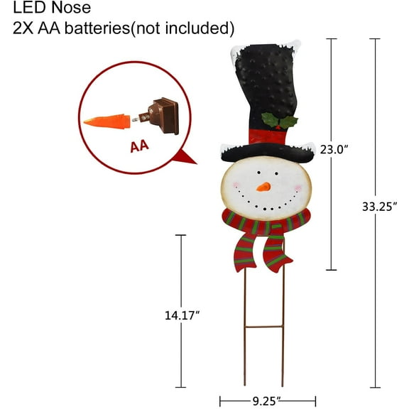 Metal Christmas Garden Stake with LED Light Decorative Yard Sign Indoor Outdoor Xmas Welcome Stakes Winter Holiday Lawn Decor