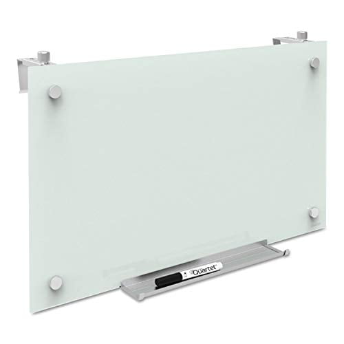 Quartet Whiteboard, Glass Dry Erase Board, Magnetic, 30" x 18", Infinity Frameless Mounting, White Surface, Accessory Tray, 1 Dry Erase Marker and 2 Glass Board Magnets (PDEC1830)
