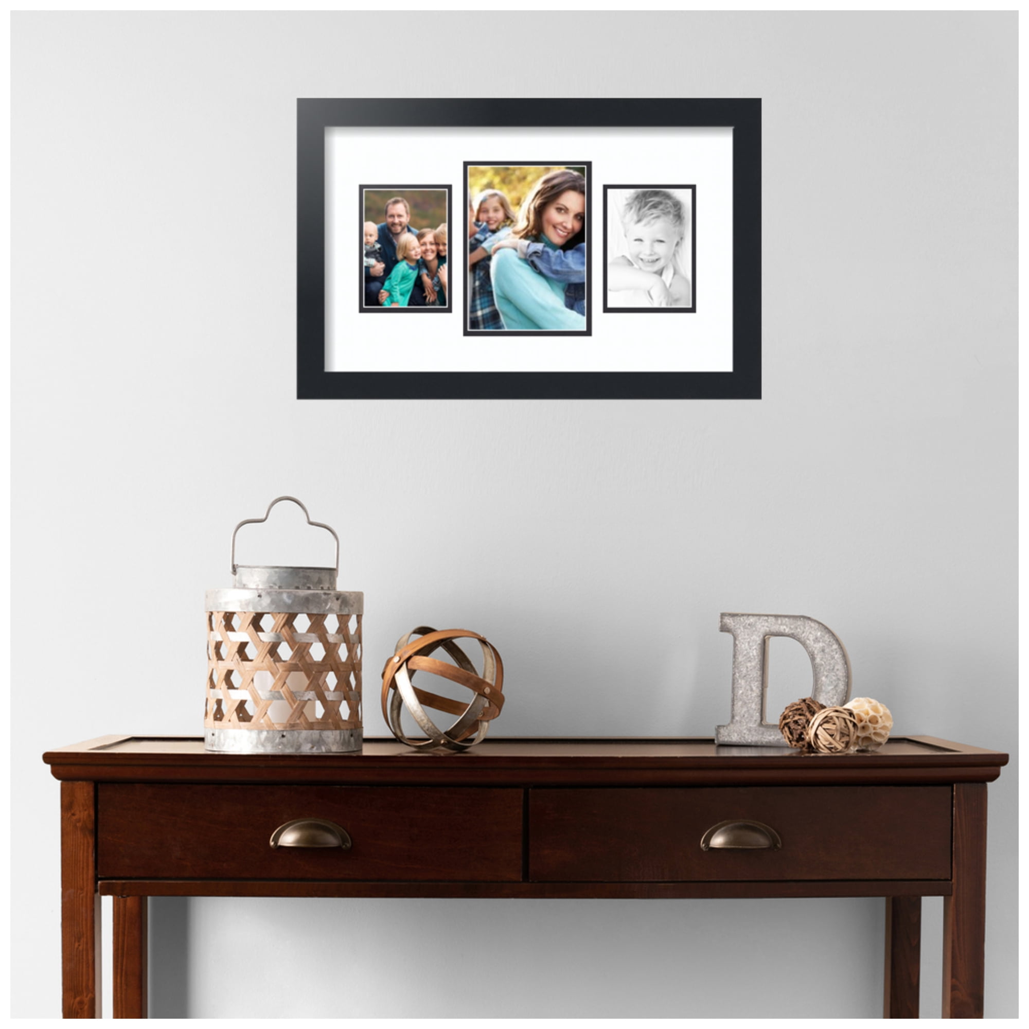ArtToFrames Collage Photo Picture Frame with 1 - 5x7 and 2 - 3.5x5 Openings, Framed in Black with Super White and Black Mats (CDM-3926-75)