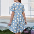 thumbnail image 5 of yuCgh Easter Dress for Girls, Floral Print Short Sleeve Summer Dress with Pocket, Casual Party Dress for Easter Day & Spring Season,Blue 110, 5 of 5