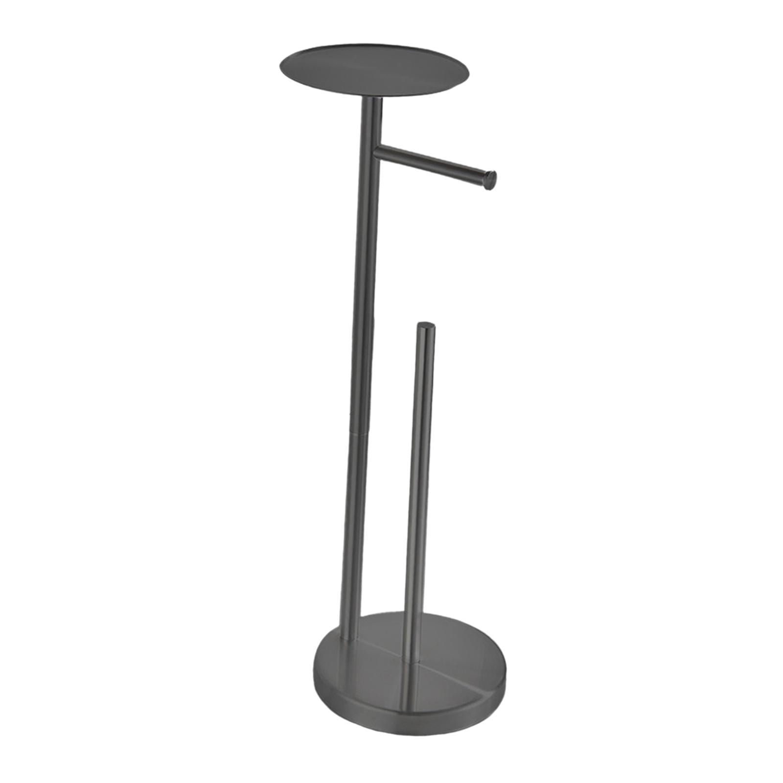 Fiocias Freestanding Toilet Paper Holder Stand Organization with Storage Shelf,Stainless Black