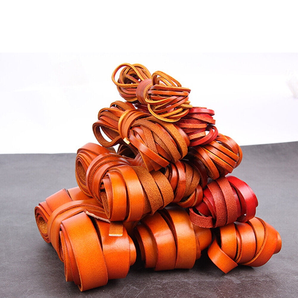 16FT Flat Cow Leather Cord Lace Rope Weave String For Necklace Bracelet Bag 1 Roll