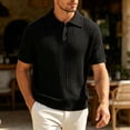 thumbnail image 4 of Abomasnow Men's Golf Shirts Quarter Button Short Sleeve Collared Cable Knit Shirts Work Office Business Casual Ribbed Hem T-Shirts, 4 of 6