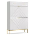 thumbnail image 3 of MARNUR Shoe Cabinet with 2 Flip Drawers & 1 Top Drawers for Entryway, Freestanding Narrow Shoes Storage Rack, White, 3 of 9