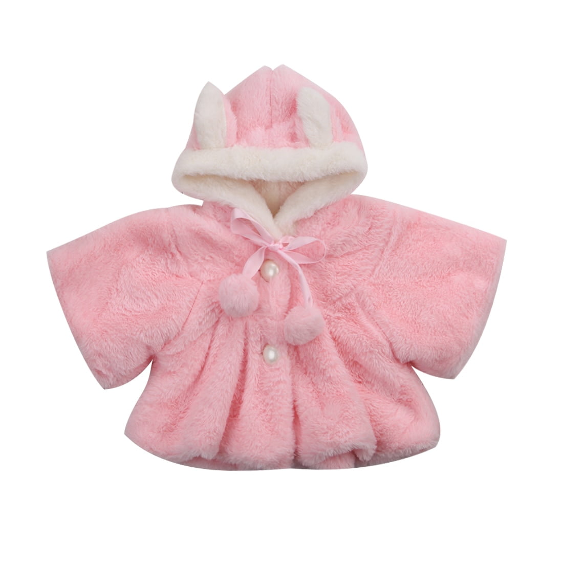 Infant Baby Girl Autumn Winter Rabbit Hooded Cloak Jacket Thick Warm  Coat US 