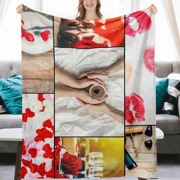 FUNIER Throw Blanket Graphic Letter Printed Super Soft Flannel Cozy Blankets Machine Washable Light Weight Warm Decoration Blanket for Couch Sofa Bed