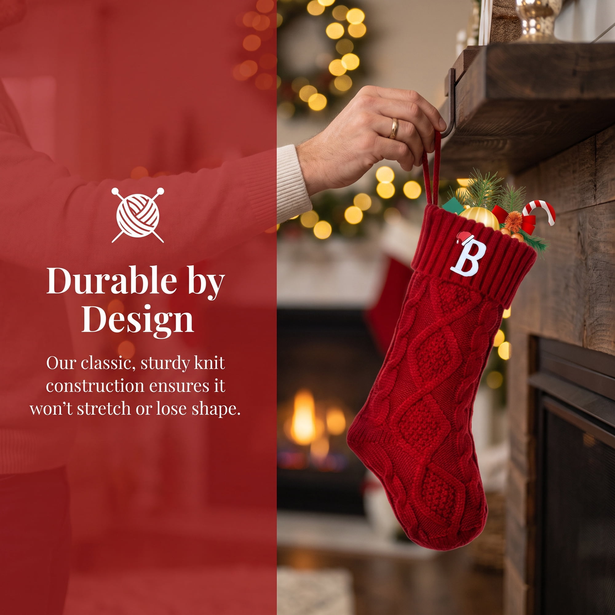 Unique Bargains Canine Bone Christmas Stocking Luxury Puppy Holiday Keepsake Sack Red Letter B 17"