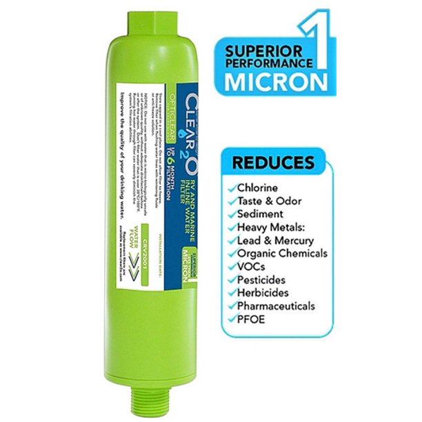 Clear2O CRV2006 RV and Marine Inline 1 Micron Water Filter