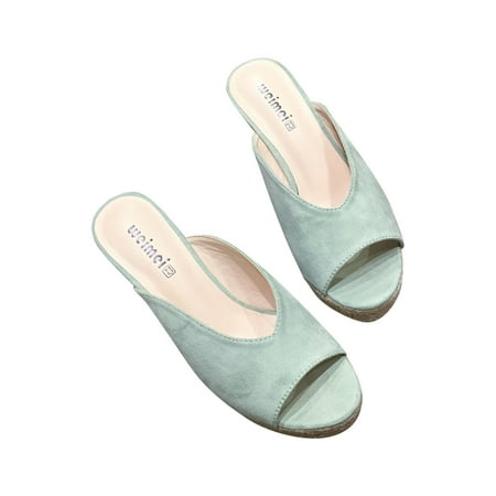 

Facrlt Women s Retro Casual Wedge Slippers Open Toe Non-slip Slippers Summer Flat Sole Slippers for Women