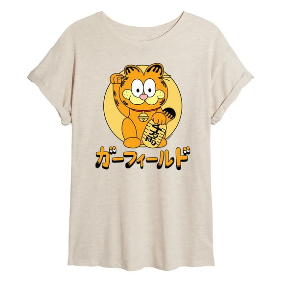 Garfield - Lucky Cat - Juniors Ideal Flowy Muscle T-Shirt