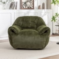 thumbnail image 2 of Floor Lounger, Faux Fur Bean Bag Chair with Back Support and Shredded Foam Filling, Ergonomic Lounge Chair for Apartment, Studio, Teen Room, Green, 2 of 11