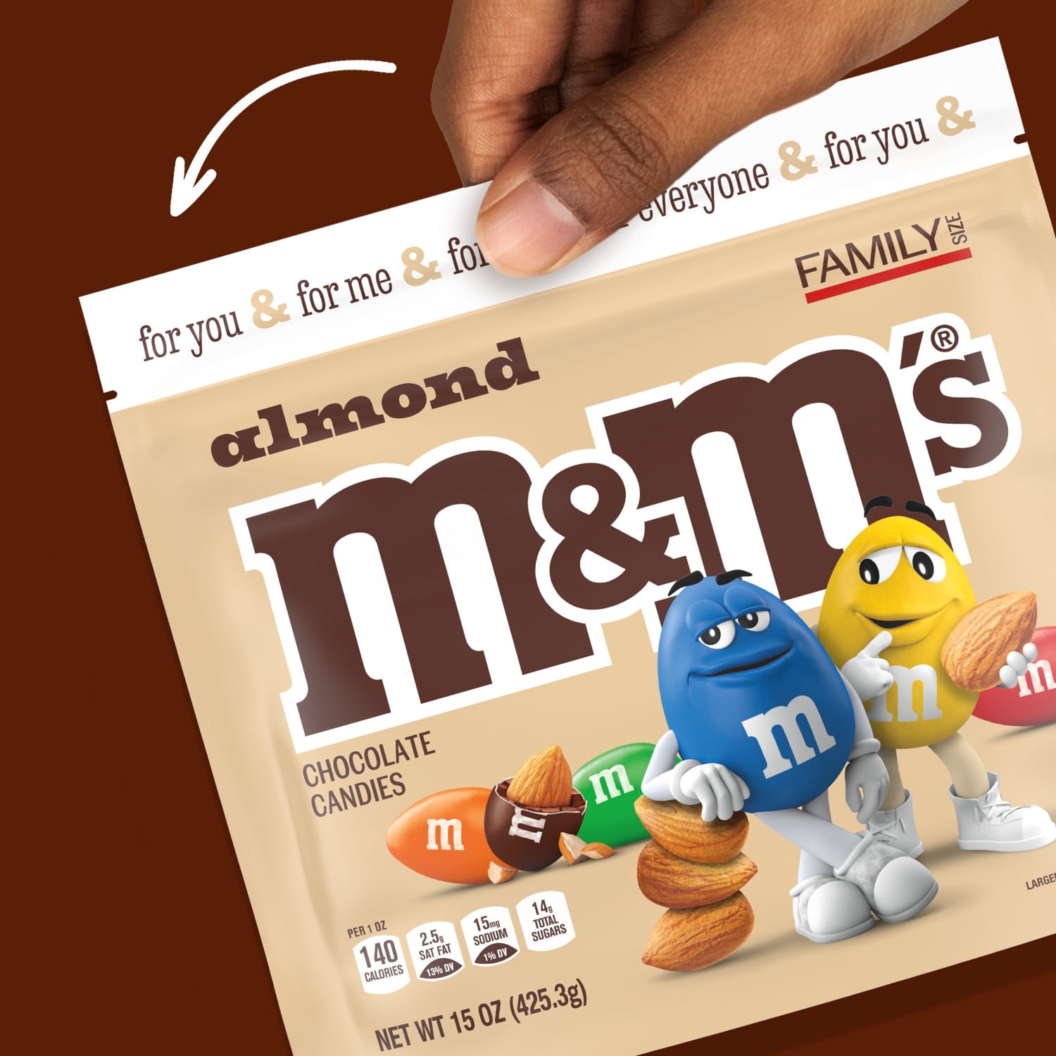 (3 pack) M&M's Almond Milk Chocolate Candy Family Size - 15 oz Bag