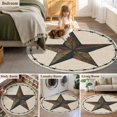 thumbnail image 5 of Round Area Rug 6 Ft, Texas Star Rustic Washable Non-Slip Circle Carpet for Living Room/Bedroom, Vintage Farmhouse Striped Brown Low-Profile Indoor Mats Collection Rugs for Residential, 5 of 7